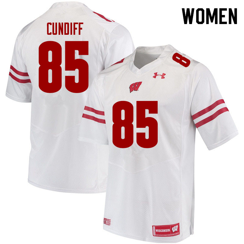 Wisconsin Badgers Women's #85 Clay Cundiff NCAA Under Armour Authentic White College Stitched Football Jersey JB40S48RR
